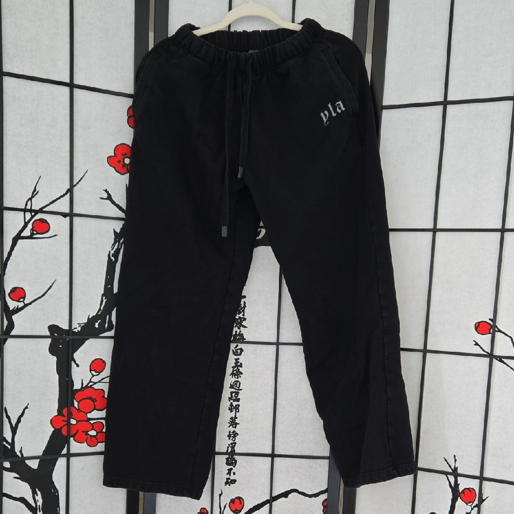 YoungLA Black Drawstring Track Joggers